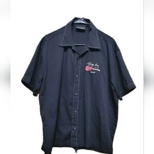 Embroidered Black Button Down Shirt